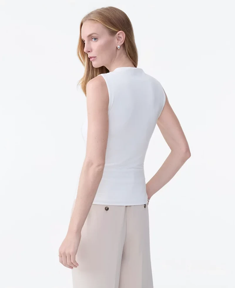 Ann Taylor Mock Neck Knit Shell Top Winter White Women's