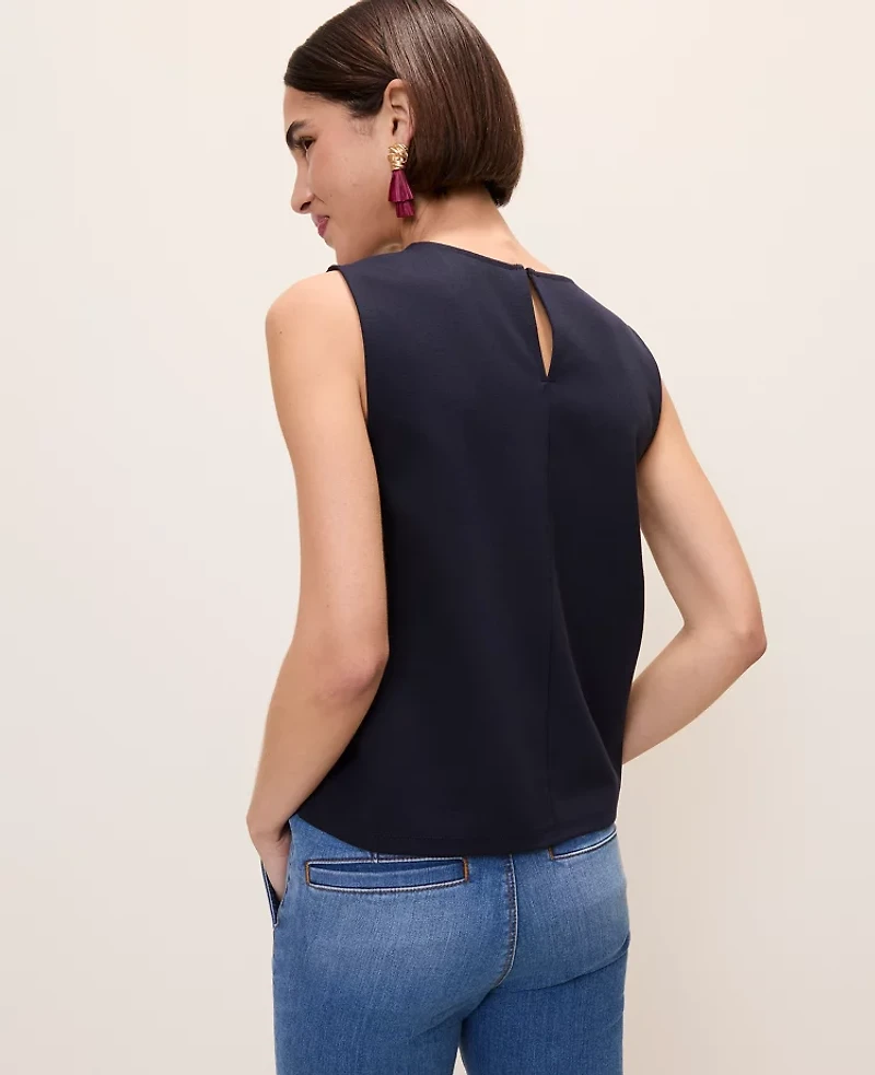 Ann Taylor Ponte Lace Trim Shell Top Women's