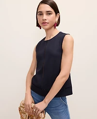 Ann Taylor Ponte Lace Trim Shell Top Women's