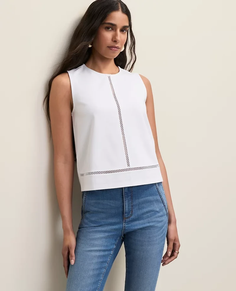 Ann Taylor Ponte Lace Trim Shell Top Women's