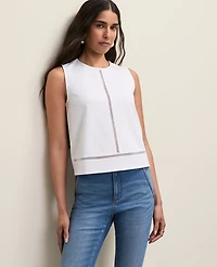 Ann Taylor Ponte Lace Trim Shell Top Women's