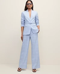 Ann Taylor The Collarless Belted Blazer Windowpane Blue/Neutral Women's
