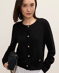 Ann Taylor Crew Neck Sweater Jacket Women's