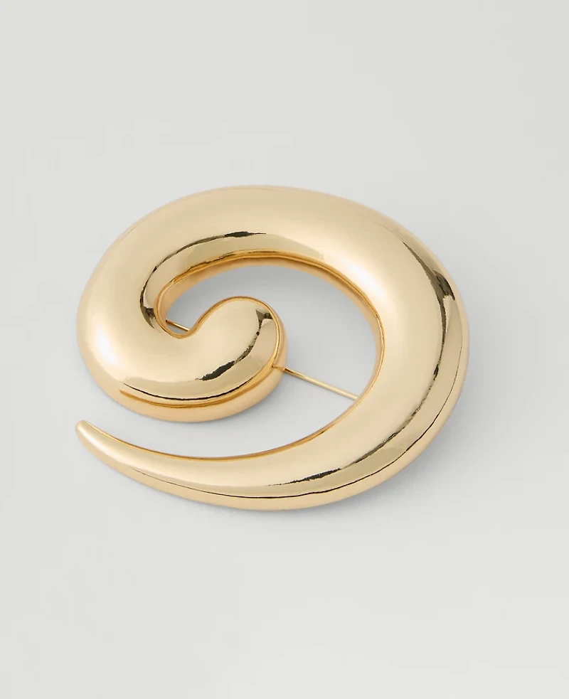 Ann Taylor Metal Swirl Brooch Goldtone Women's