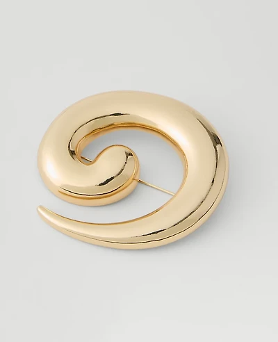 Ann Taylor Metal Swirl Brooch Goldtone Women's