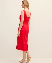 Ann Taylor Floral Sheath Dress Linen Blend Bright Cherry Women's