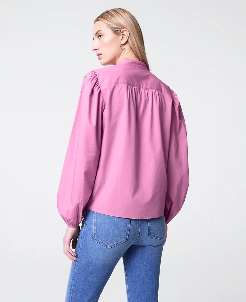 Ann Taylor Petite Weekend Collection Embroidered Collar Blouse Dusty Mauve Women's