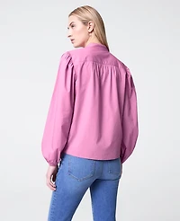 Ann Taylor Petite Weekend Collection Embroidered Collar Blouse Dusty Mauve Women's