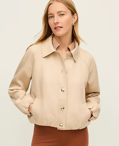 Ann Taylor Bubble Collared Jacket Pale Sandalwood Women's
