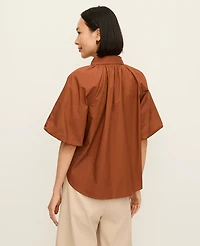 Ann Taylor Blouson Sleeve Button Down Shirt Women's