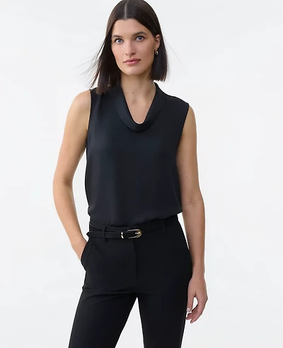 Ann Taylor Petite Cowl Neck Top Black Women's