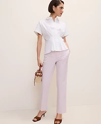 Ann Taylor The Ankle Pant Seersucker Pink/White Combo Women's