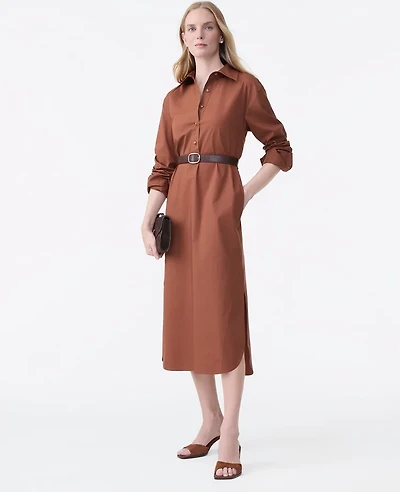 Ann Taylor Petite Belted Midi Shirtdress Tortoise Shell Brown Women's
