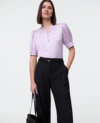 Ann Taylor Lace Trim Mixed Media Top Sunrise Lavender Women's