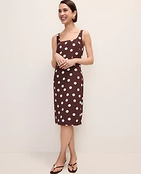 Ann Taylor Polka Dot Square Neck Sheath Dress Rich Walnut Women's