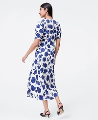 Ann Taylor Petite Floral Blend Midi Dress Electric Periwinkle Women's