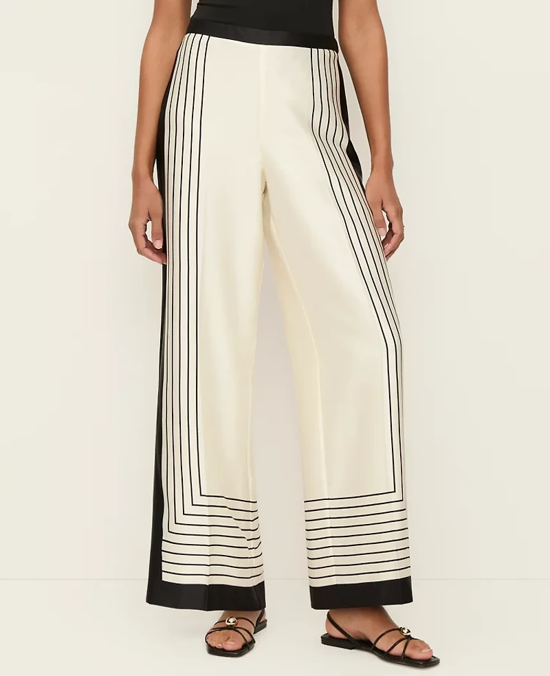 Ann Taylor The Satin Wide-Leg Pant Winter White Women's