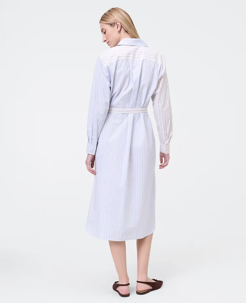 Ann Taylor Weekend Collection Striped Midi Shirtdress Blush Haze Women's