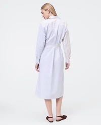 Ann Taylor Weekend Collection Striped Midi Shirtdress Blush Haze Women's