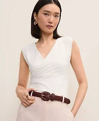 Ann Taylor Crossover V-Neck Shell Top Winter White Women's