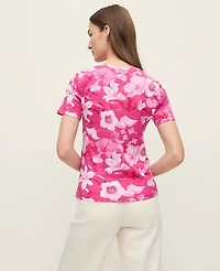 Ann Taylor Floral Crew Neck T-Shirt Bougainvillea Women's