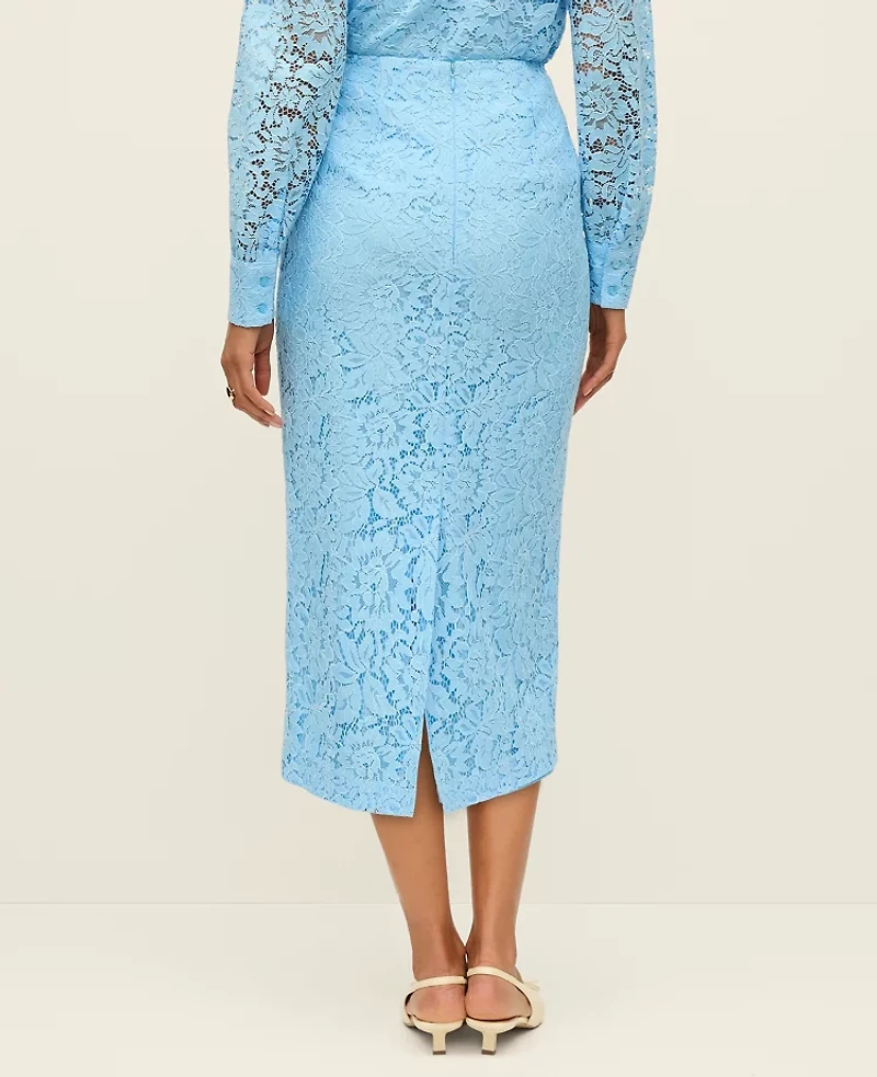 Ann Taylor Lace Column Midi Skirt Blue Air Women's