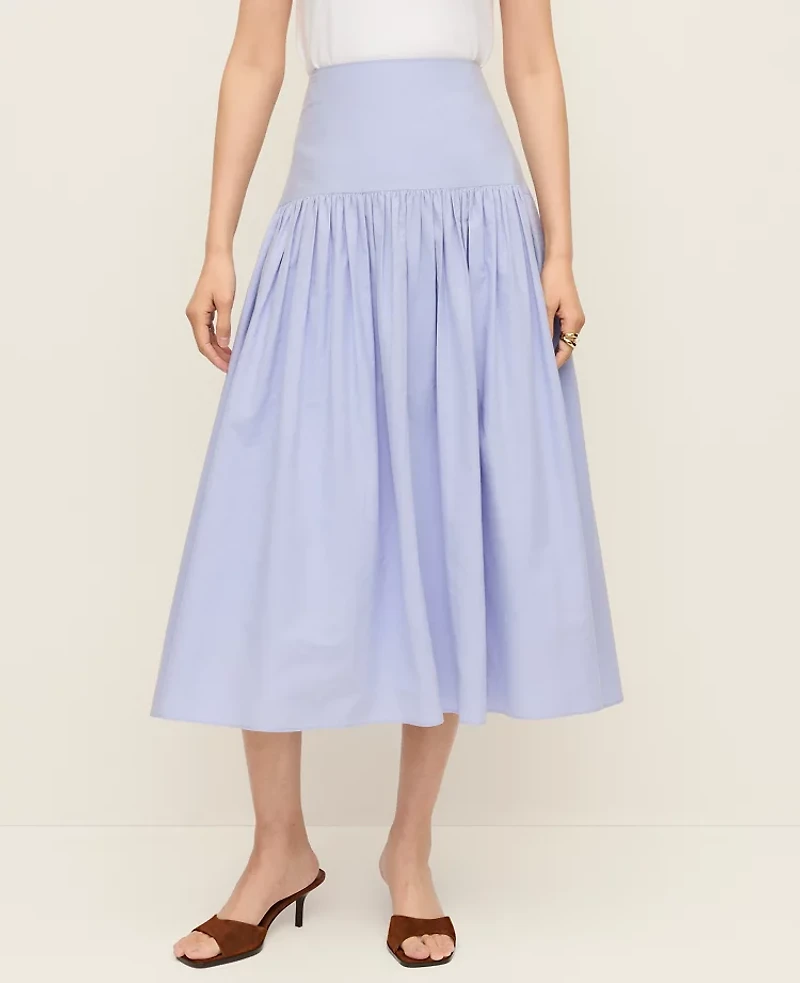 Ann Taylor Gathered Maxi Skirt Blue Hydrangea Women's