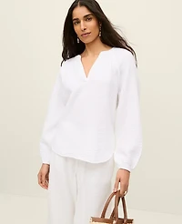 Ann Taylor Cotton Gauze Split Neck Blouse Women's