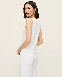 Ann Taylor Crew Neck Tank Top White Women's