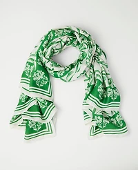 Ann Taylor Floral Square Scarf Winter White Women's