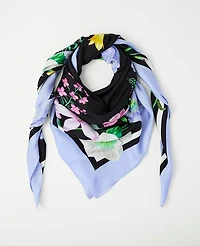 Ann Taylor Oversized Floral Silk Scarf Black Women's