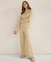 Ann Taylor Haven Well Within Tuxedo Stripe Funnel Neck Pullover Frosty Cream Women's