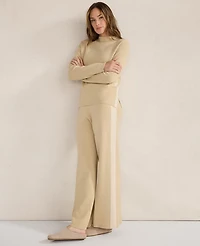 Ann Taylor Haven Well Within Tuxedo Stripe Funnel Neck Pullover Frosty Cream Women's