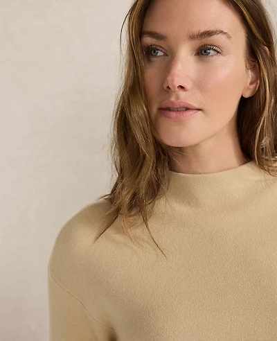 Ann Taylor Haven Well Within Tuxedo Stripe Funnel Neck Pullover Frosty Cream Women's