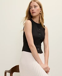 Ann Taylor Pleated Crew Neck Midi Dress Black Women's