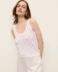 Ann Taylor Sequin Pointelle Sweater Tank Top Women's