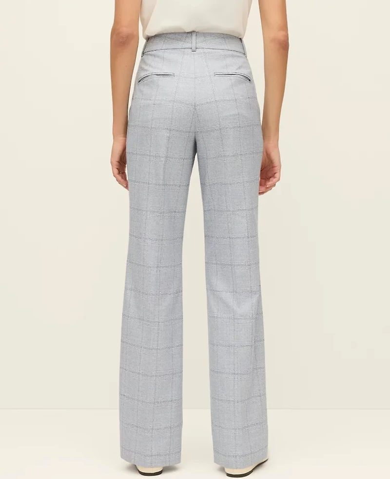 Ann Taylor The Petite Mid Rise Trouser Plaid Blue/White Combo Women's