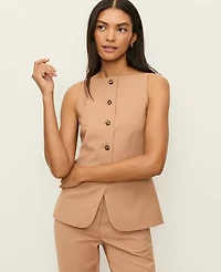 Ann Taylor Petite Boatneck Vest Weathered Oak Women's