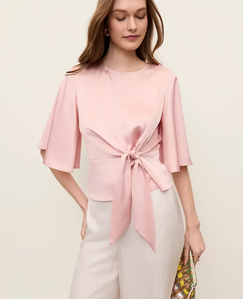 Ann Taylor Satin Tie Waist Blouse Women's