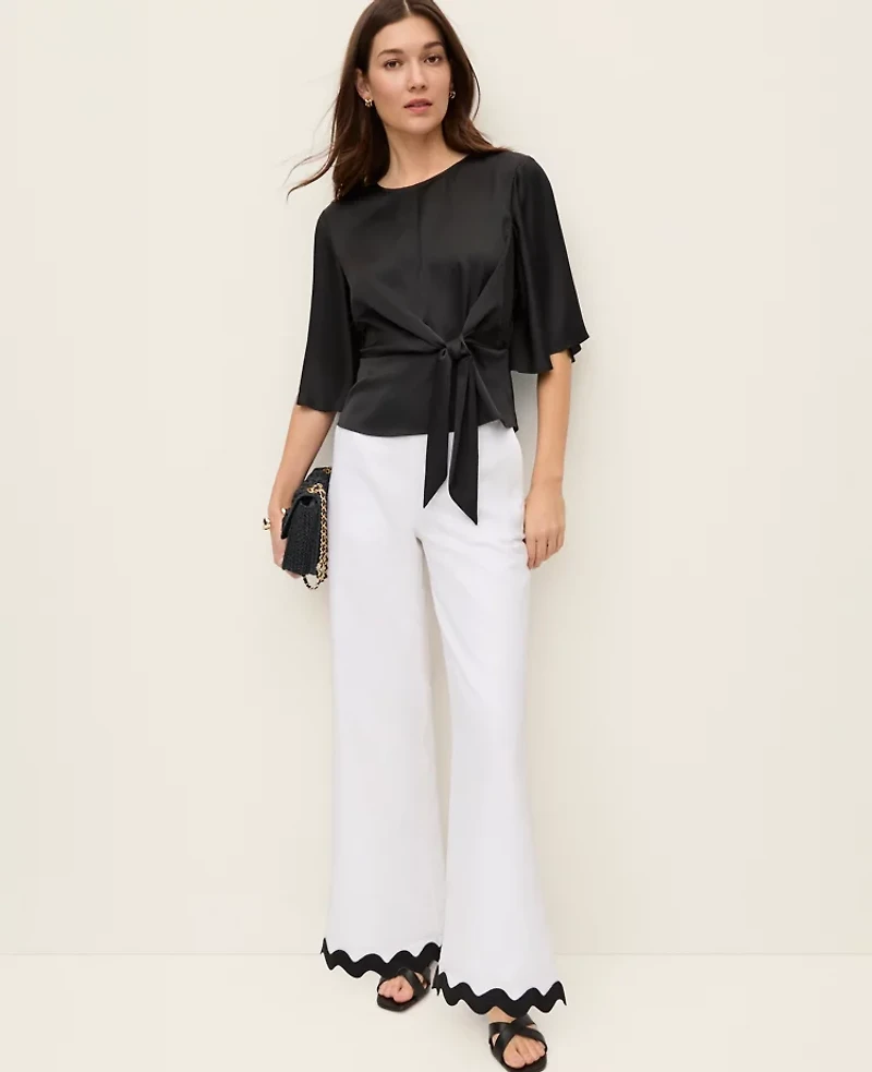 Ann Taylor Satin Tie Waist Blouse Women's