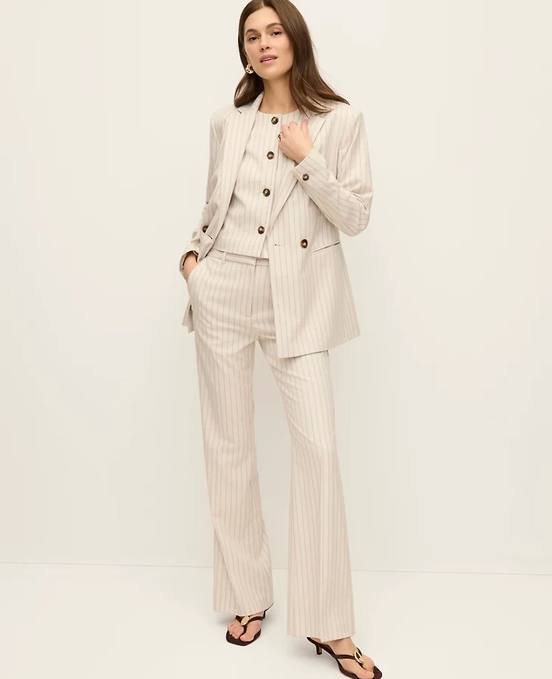 Ann Taylor The Petite Crop Crew Neck Vest Pinstripe Cream Multi Women's