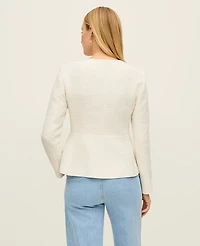 Ann Taylor Petite Tweed Peplum Jacket Winter White Women's