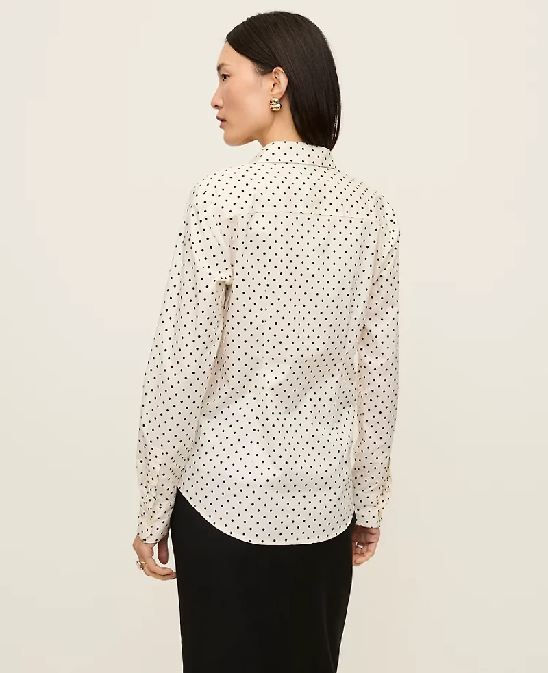 Ann Taylor Dotted Perfect Shirt Winter White Women's