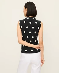 Ann Taylor Petite Dotted Mock Neck Tank Top Black Women's