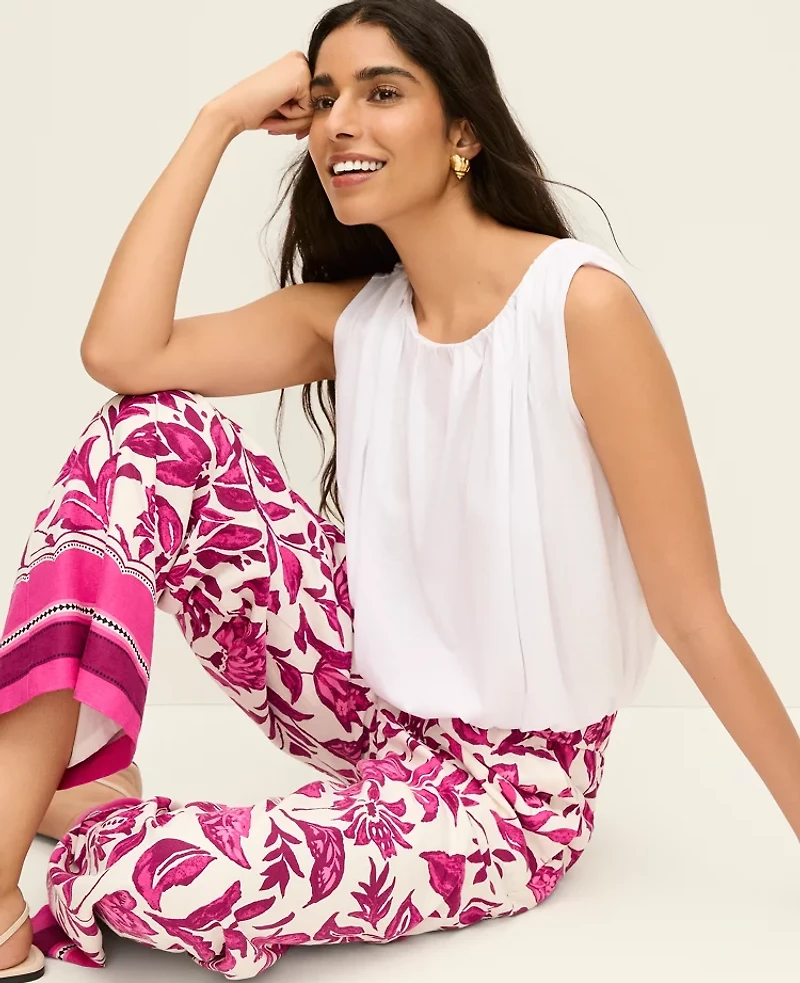 Ann Taylor Petite Gathered Bubble Hem Top Women's