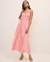 Ann Taylor Weekend Gathered Maxi Dress Light Coral Spice Women's