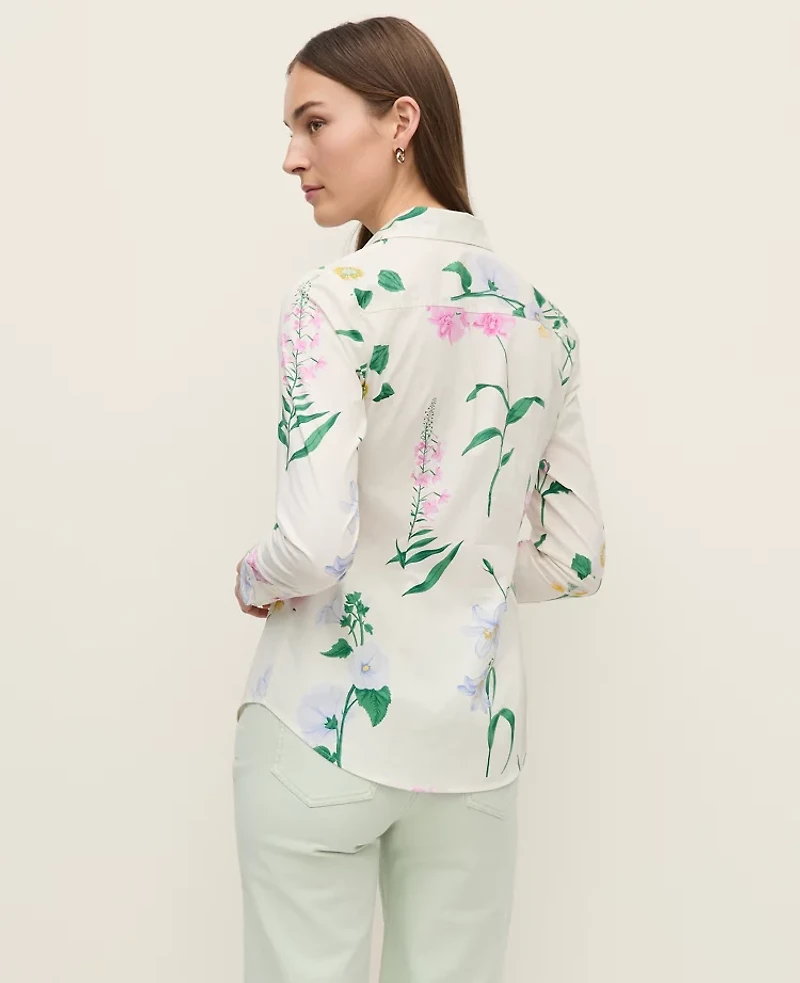 Ann Taylor Floral Perfect Shirt Winter White Women's