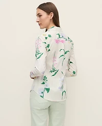 Ann Taylor Floral Perfect Shirt Winter White Women's