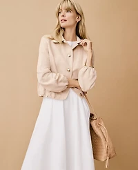 Ann Taylor Petite Bubble Collared Jacket Pale Sandalwood Women's