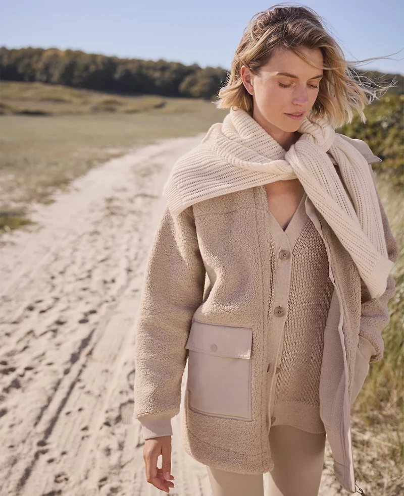 Ann Taylor Haven Well Within Organic Cotton Shaker Stitch Heathered Cardigan Worn taupe Women's